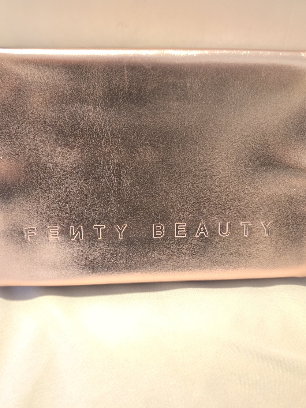 FENTY BEAUTY Metallic Pink Cosmetic Makeup Toiletry Bag NWT